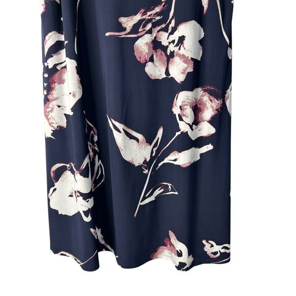Lauren Ralph Lauren Floral Print Shift Dress Size 16 Navy Sleeveless Liquid Knit - Picture 3 of 11